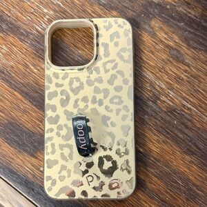 I phone 14 Pro Max Leopard Print Phone Case with Black Accents